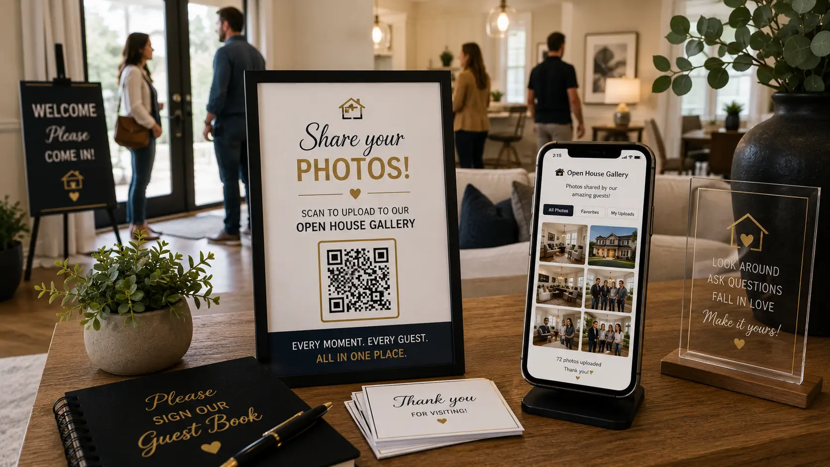Graduation open house with QR code on the welcome table