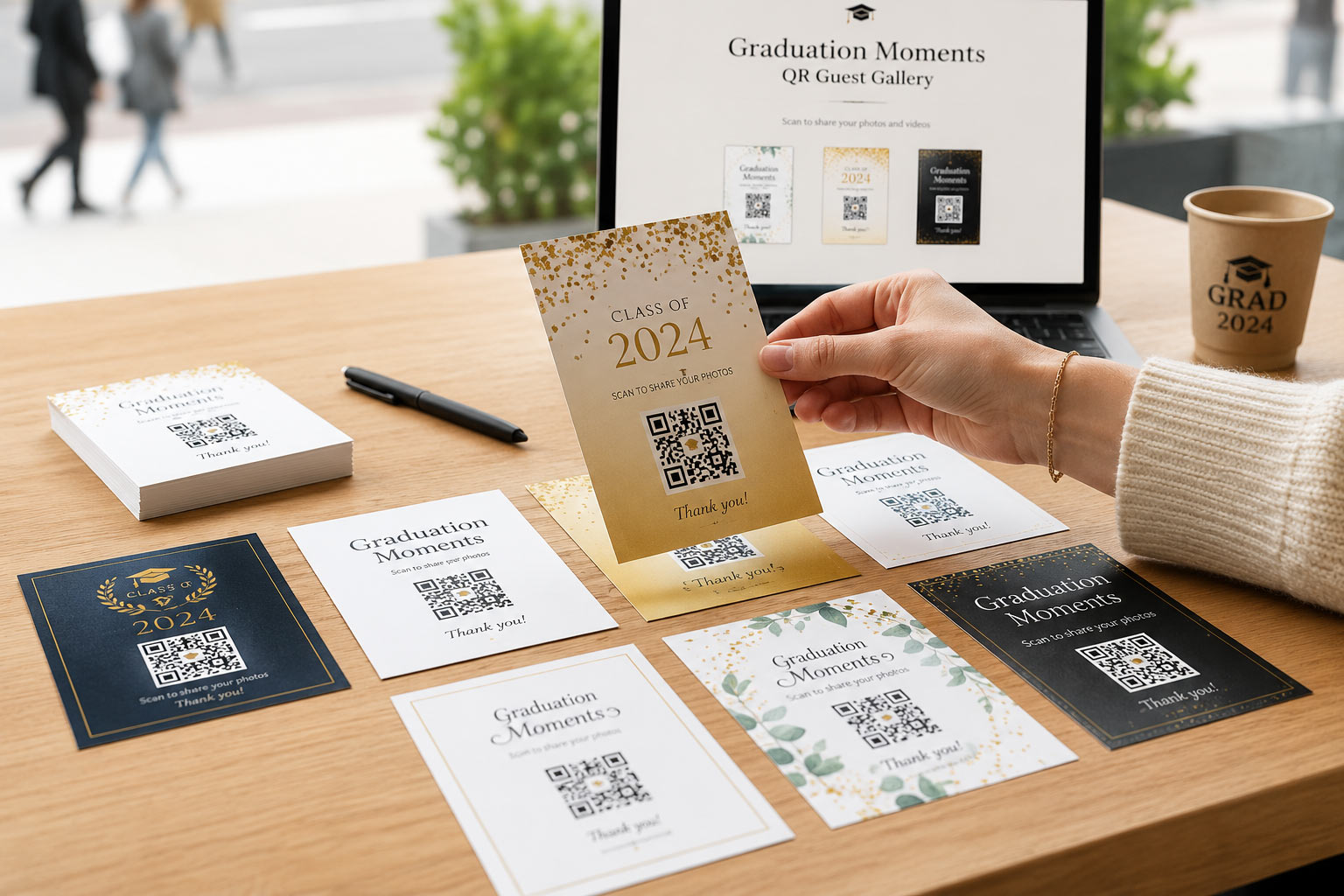 Printable QR templates for graduation party photo display table